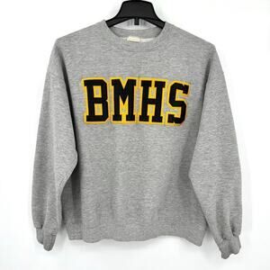 Vintage Lee Grey Crewneck Sweatshirt School Letter Patch BMHS Men's Size Large